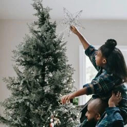 Silver Glitter Star Tree Topper Metal, Warm White -Joiedomi 0kpY9gBQ