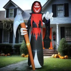 Joiedomi 12ft Grim Reaper With Scythe LED Halloween Inflatable -Joiedomi 12ftGrimReaperwithScytheLEDHalloweenInflatable 1