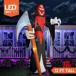 Joiedomi 12ft Grim Reaper With Scythe LED Halloween Inflatable -Joiedomi 12ftGrimReaperwithScytheLEDHalloweenInflatable 4