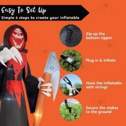 Joiedomi 12ft Grim Reaper With Scythe LED Halloween Inflatable -Joiedomi 12ftGrimReaperwithScytheLEDHalloweenInflatable 5