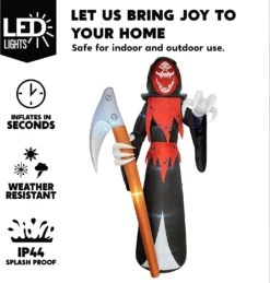Joiedomi 12ft Grim Reaper With Scythe LED Halloween Inflatable -Joiedomi 12ftGrimReaperwithScytheLEDHalloweenInflatable 7