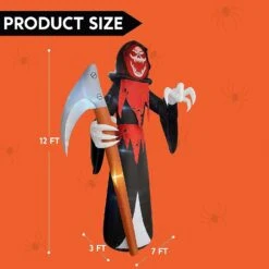 Joiedomi 12ft Grim Reaper With Scythe LED Halloween Inflatable -Joiedomi 12ftGrimReaperwithScytheLEDHalloweenInflatable 9