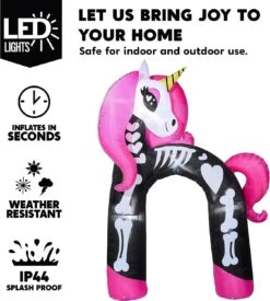 Joeidomi 12ft Rainbow Skeleton Unicorn Arch LED Halloween Inflatable -Joiedomi 12ftRainbowSkeletonUnicornArchLEDHalloweenInflatable 3