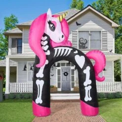 Joeidomi 12ft Rainbow Skeleton Unicorn Arch LED Halloween Inflatable -Joiedomi 12ftRainbowSkeletonUnicornArchLEDHalloweenInflatable 4