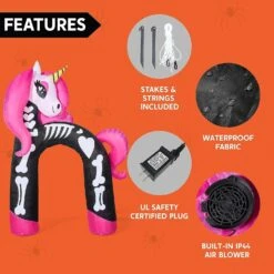 Joeidomi 12ft Rainbow Skeleton Unicorn Arch LED Halloween Inflatable -Joiedomi 12ftRainbowSkeletonUnicornArchLEDHalloweenInflatable 6