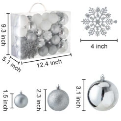 50 Pcs Christmas Ornaments Silver & White -Joiedomi 2 2 4