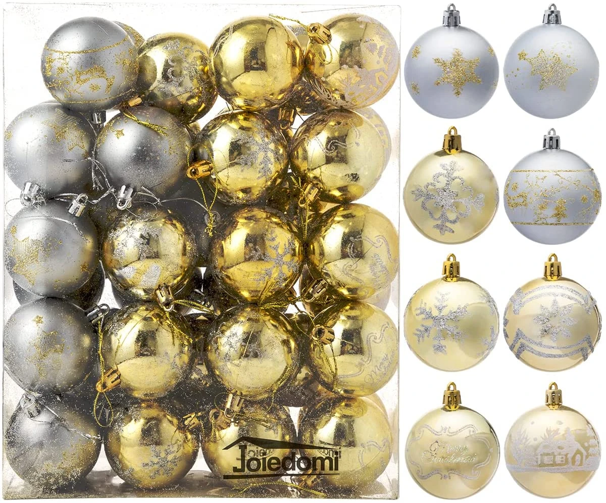 Christmas Ornaments Ball (Gold & Silver), 40 Pcs 3 Christmas Ornaments Ball (Gold & Silver), 40 Pcs