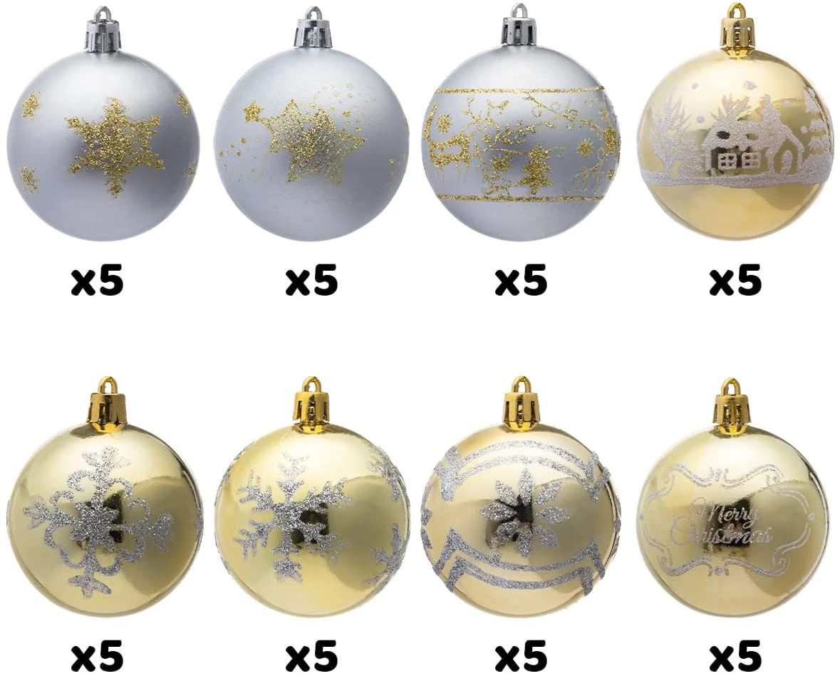 Christmas Ornaments Ball (Gold & Silver), 40 Pcs 4 Christmas Ornaments Ball (Gold & Silver), 40 Pcs - Image 2