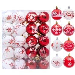 Christmas Ornaments Ball (Red&White), 40 Pcs
