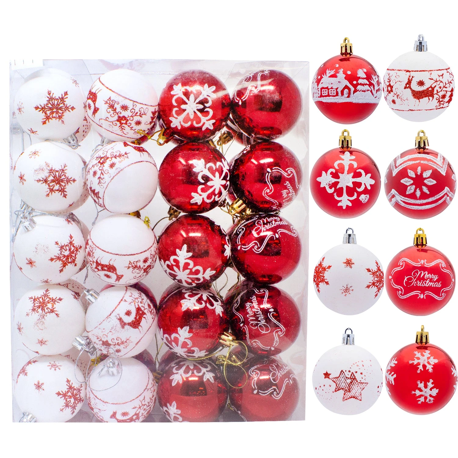 Christmas Ornaments Ball (Red&White), 40 Pcs 3 Christmas Ornaments Ball (Red&White), 40 Pcs