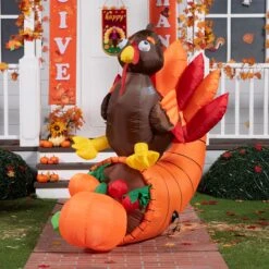 Tall Thanksgiving Turkey On Cornucopia (5 Ft)