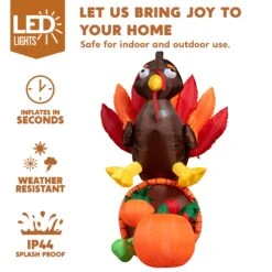 Tall Thanksgiving Turkey On Cornucopia (5 Ft) 11 Tall Thanksgiving Turkey On Cornucopia (5 Ft) -Joiedomi 30053 3