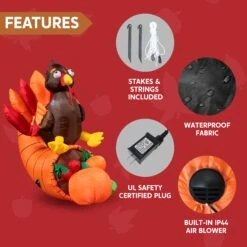 Tall Thanksgiving Turkey On Cornucopia (5 Ft) 14 Tall Thanksgiving Turkey On Cornucopia (5 Ft) -Joiedomi 30053 6