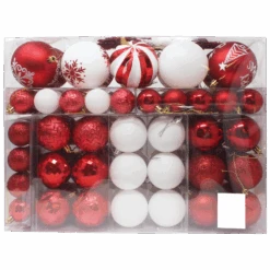 133 Pcs Christmas Ornaments, Red And White