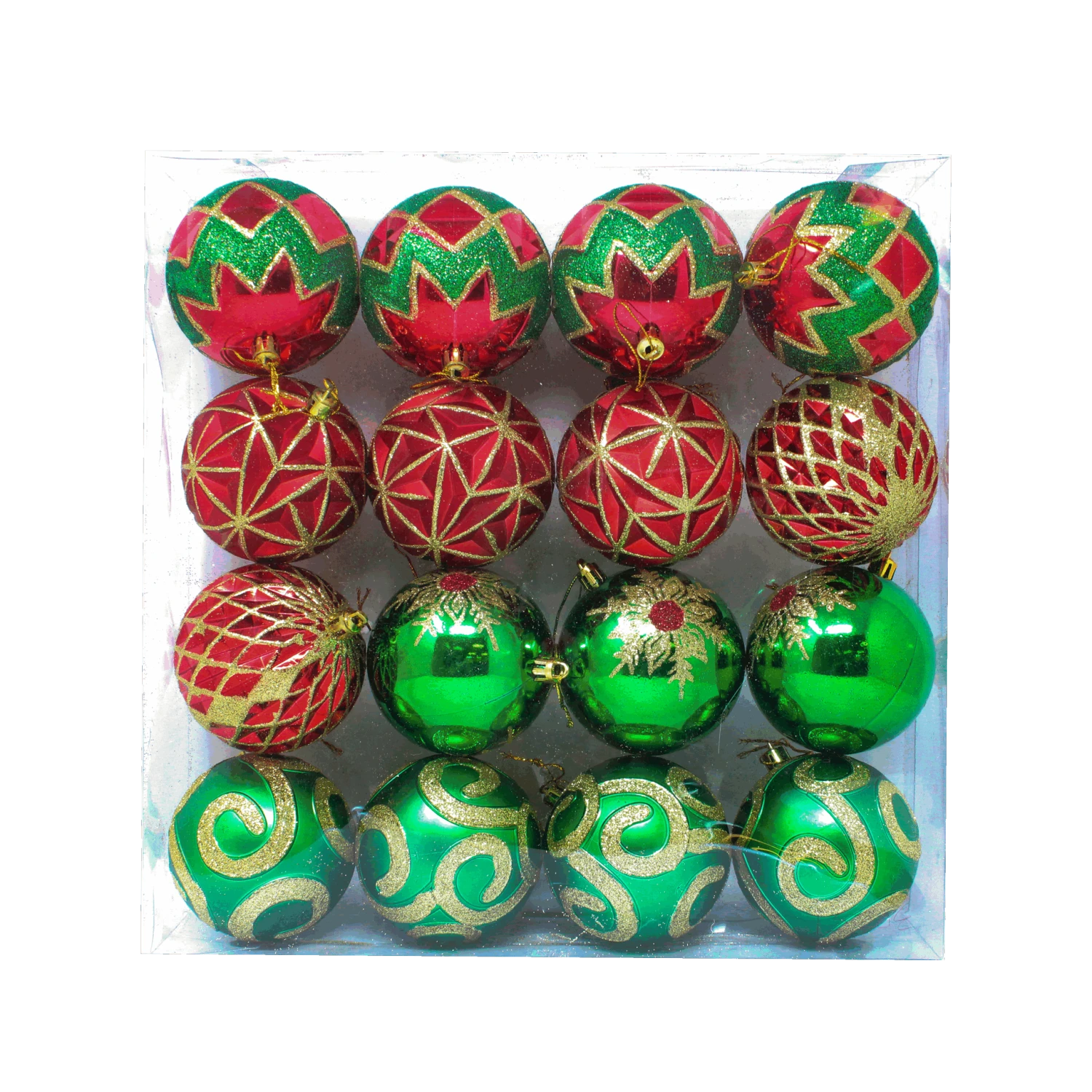 16 Pcs Red, Green And Gold Christmas Ornaments 3 16 Pcs Red, Green And Gold Christmas Ornaments