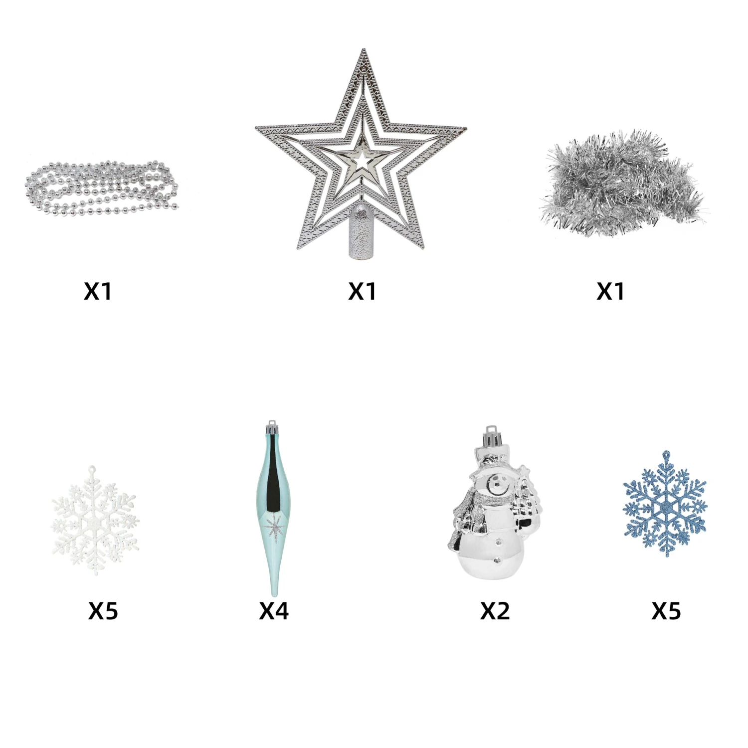 110 Pcs Blue, White, And Silver Christmas Ornaments 6 110 Pcs Blue, White, And Silver Christmas Ornaments - Image 4