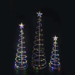 Lighted Spiral Christmas Tree Set LED Warm White - 3 Pcs