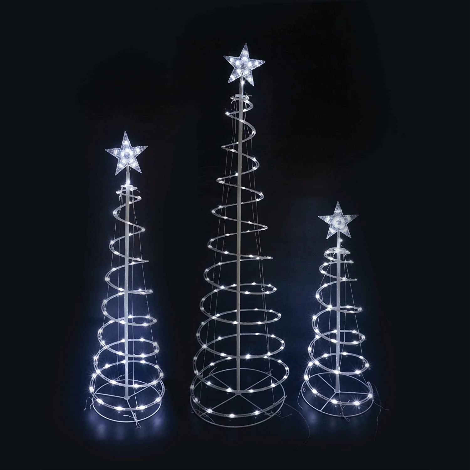 Lighted Spiral Christmas Tree Set LED Cool White - 3 Pcs 3 Lighted Spiral Christmas Tree Set LED Cool White - 3 Pcs