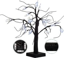 1.5ft LED Glitter Tree - White Ghost -Joiedomi 32
