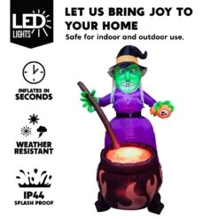 Halloween Large Witch With Cauldron Inflatable (6 Ft) -Joiedomi 3 1