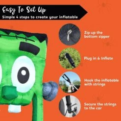 4.3ft Halloween Inflatable Green Face Zombie Trunk Or Treat -Joiedomi 4.3ftHalloweenInflatableGreenFaceZombieTrunkOrTreat 7