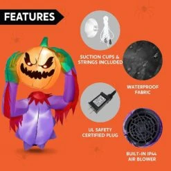 Joiedomi 4.5 FT Tall Halloween Inflatable Pumpkin Ghost Broke Out -Joiedomi 4.5 FT Tall Halloween Inflatable Pumpkin Ghost Broke Out 1