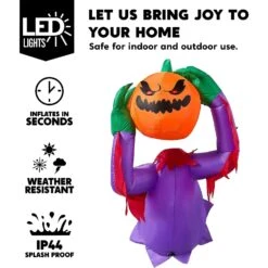 Joiedomi 4.5 FT Tall Halloween Inflatable Pumpkin Ghost Broke Out -Joiedomi 4.5 FT Tall Halloween Inflatable Pumpkin Ghost Broke Out 6