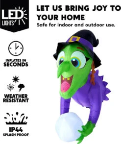 4.5ft Witch Inflatable Window Breaker With Color Changing Magic Ball -Joiedomi 4.5ft Witch Inflatable Window Breaker with Color Changing Lights 3