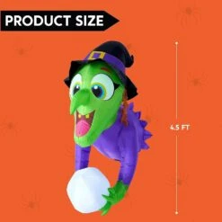 4.5ft Witch Inflatable Window Breaker With Color Changing Magic Ball -Joiedomi 4.5ft Witch Inflatable Window Breaker with Color Changing Lights 5