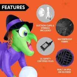 4.5ft Witch Inflatable Window Breaker With Color Changing Magic Ball -Joiedomi 4.5ft Witch Inflatable Window Breaker with Color Changing Magic ball 5