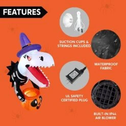 Joiedomi 4.5ft Animated Dinosaur Inflatable Window Breaker With Pumpkin Candy Holder -Joiedomi 4.5ftAnimatedDinosaurInflatableWindowBreakerwithPumpkinCandyHolder 5
