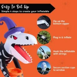 Joiedomi 4.5ft Animated Dinosaur Inflatable Window Breaker With Pumpkin Candy Holder -Joiedomi 4.5ftAnimatedDinosaurInflatableWindowBreakerwithPumpkinCandyHolder 6