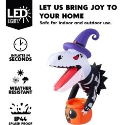 Joiedomi 4.5ft Animated Dinosaur Inflatable Window Breaker With Pumpkin Candy Holder -Joiedomi 4.5ftAnimatedDinosaurInflatableWindowBreakerwithPumpkinCandyHolder 7