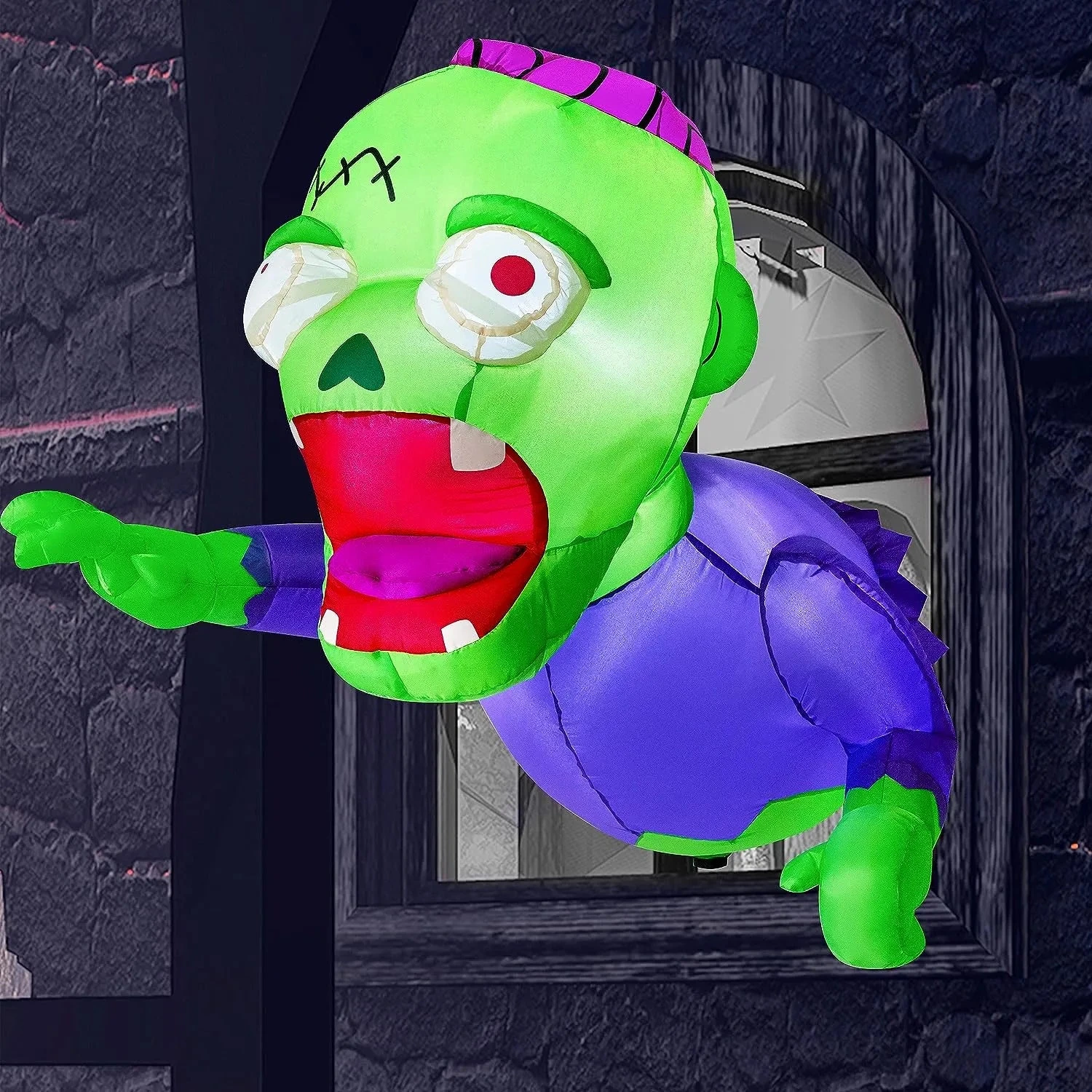 4.5ft Zombie Window Breaker Halloween Inflatable Decoration 3 4.5ft Zombie Window Breaker Halloween Inflatable Decoration