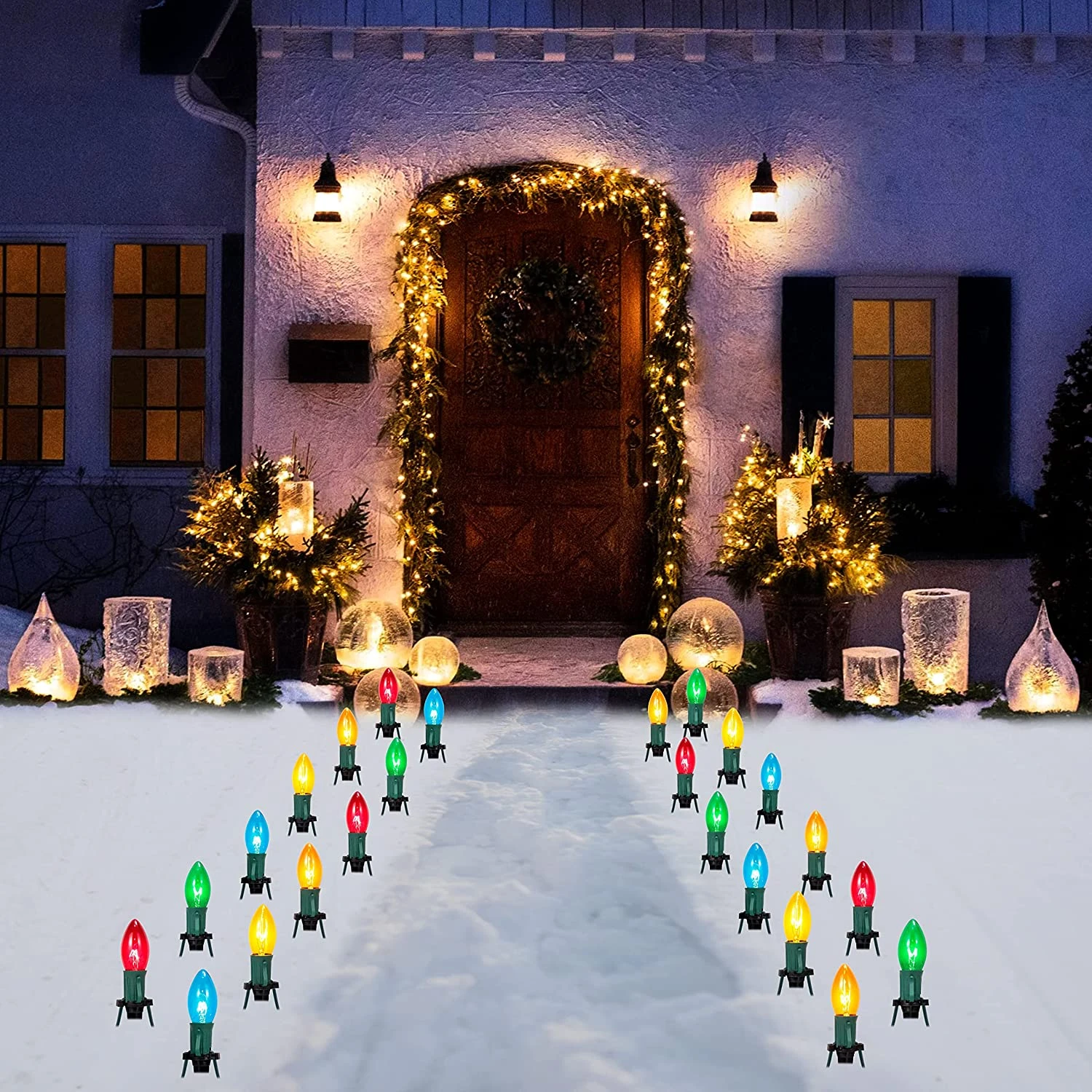 Christmas Multicolored Pathway Marker String Lights - 24pcs 8 Christmas Multicolored Pathway Marker String Lights - 24pcs - Image 6