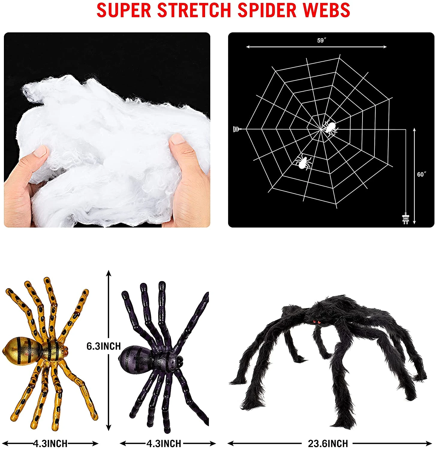 60in Light-up Orange Spider Web 8 60in Light-up Orange Spider Web - Image 6