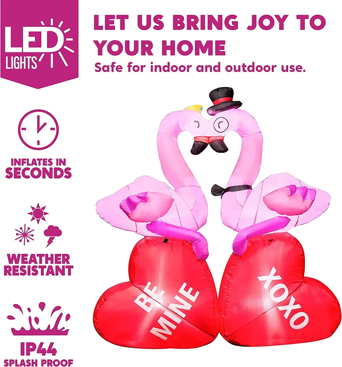 5FT Tall LED Lights Flamingos Couple Valentines Day Holiday Inflatable Decoration 4 5FT Tall LED Lights Flamingos Couple Valentines Day Holiday Inflatable Decoration - Image 3