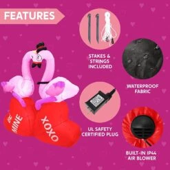 5FT Tall LED Lights Flamingos Couple Valentines Day Holiday Inflatable Decoration 13 5FT Tall LED Lights Flamingos Couple Valentines Day Holiday Inflatable Decoration -Joiedomi 5 ft Tall Flamingos Couple 7 result