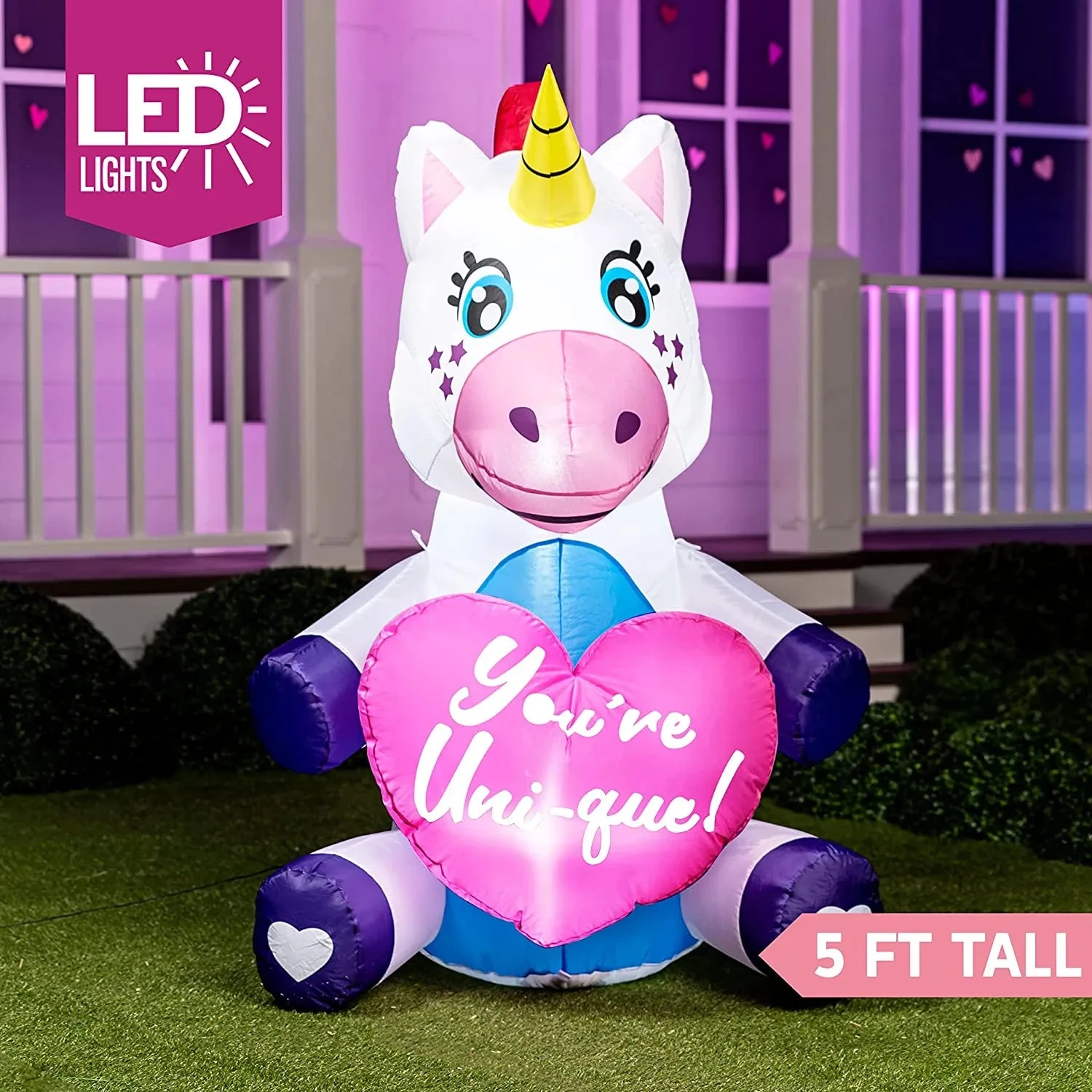 5FT Tall Sitting Inflatable Ride A Unicorn Costume Yard Decoration 4 5FT Tall Sitting Inflatable Ride A Unicorn Costume Yard Decoration - Image 2