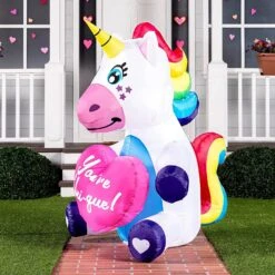 5FT Tall Sitting Inflatable Ride A Unicorn Costume Yard Decoration 13 5FT Tall Sitting Inflatable Ride A Unicorn Costume Yard Decoration -Joiedomi 5 ft Tall Sitting Unicorn 4 result