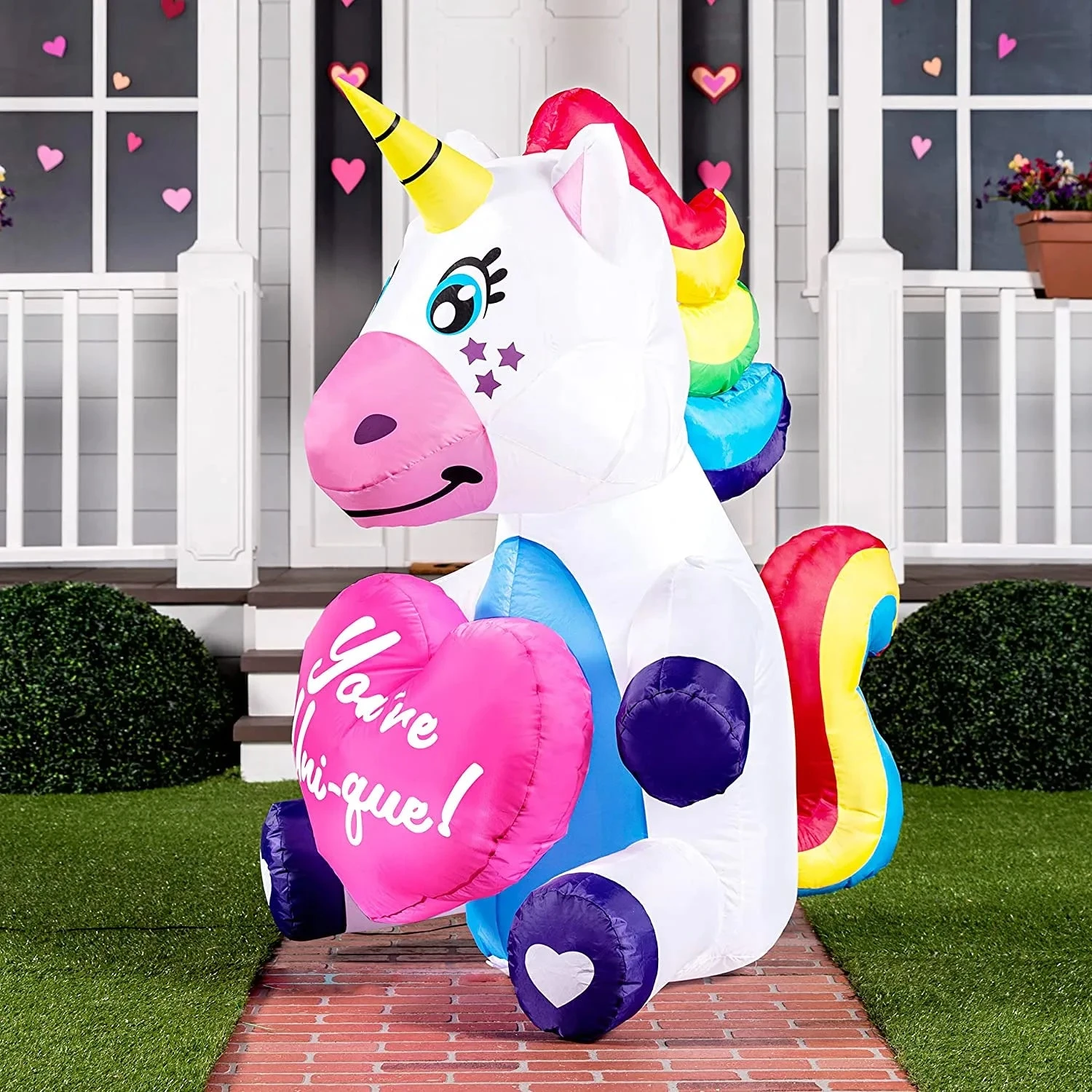 5FT Tall Sitting Inflatable Ride A Unicorn Costume Yard Decoration 6 5FT Tall Sitting Inflatable Ride A Unicorn Costume Yard Decoration - Image 4