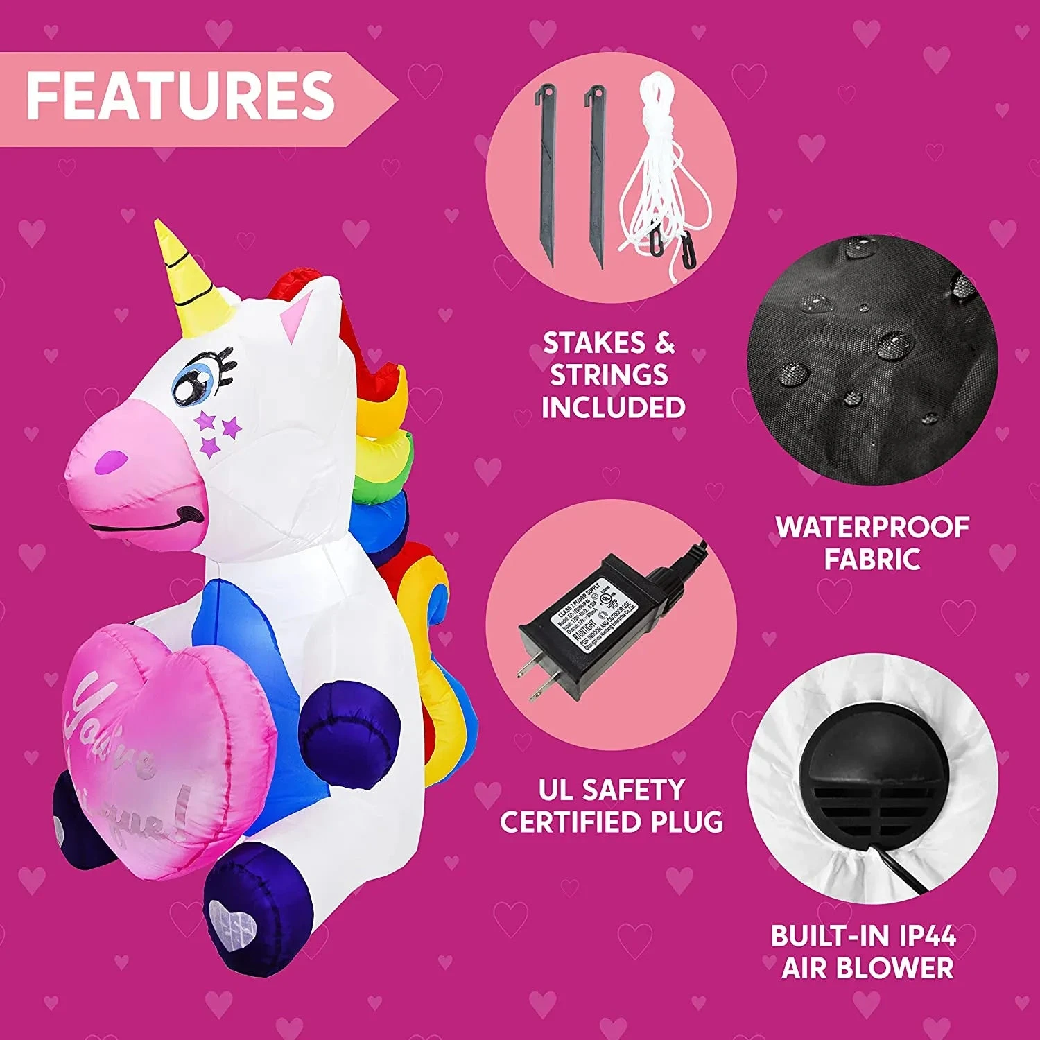 5FT Tall Sitting Inflatable Ride A Unicorn Costume Yard Decoration 8 5FT Tall Sitting Inflatable Ride A Unicorn Costume Yard Decoration - Image 6