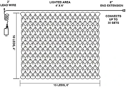 2 Pack 150 LED Christmas Net Lights Cool White 6 2 Pack 150 LED Christmas Net Lights Cool White - Image 4