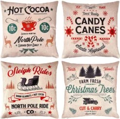 Christmas Pillow Covers, 4 Pcs