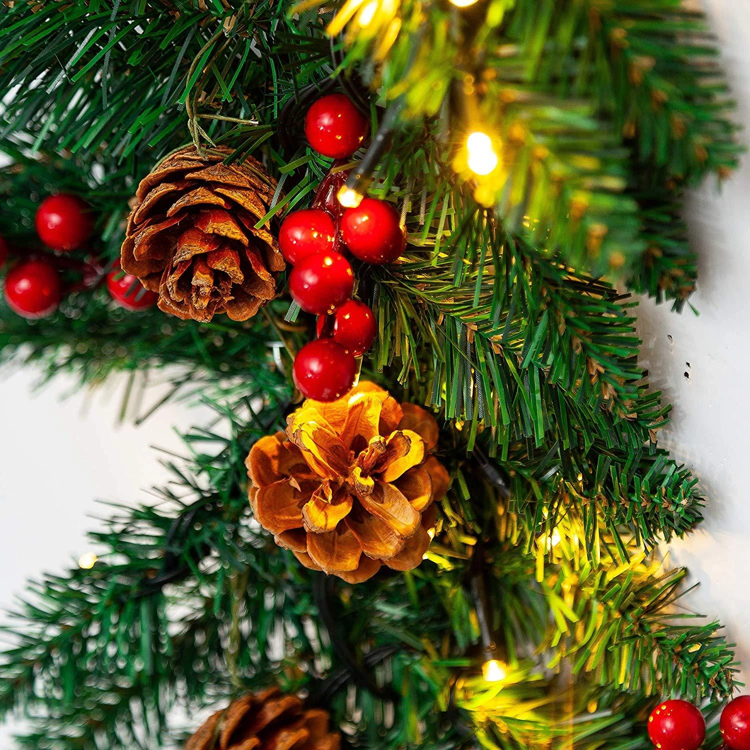 9 Ft Artificial Garland With100 LED Lights & Decorations 5 9 Ft Artificial Garland With100 LED Lights & Decorations - Image 3