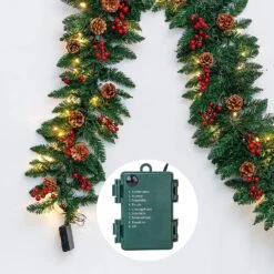 9 Ft Artificial Garland With100 LED Lights & Decorations 12 9 Ft Artificial Garland With100 LED Lights & Decorations -Joiedomi 58 6804c26e 2577 4403 8f94 72b255a28a9c