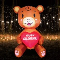Tall Teddy Bear With Heart Valentine Inflatable (5ft)