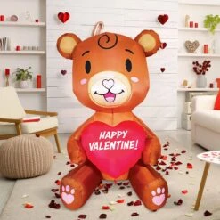 Tall Teddy Bear With Heart Valentine Inflatable (5ft) -Joiedomi 5ft LED Valentines Inflatable Baby Teddy Bear with Heart 4 result