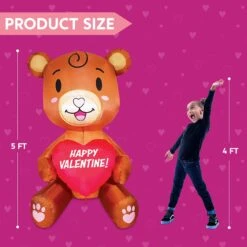 Tall Teddy Bear With Heart Valentine Inflatable (5ft) -Joiedomi 5ft LED Valentines Inflatable Baby Teddy Bear with Heart 5 result
