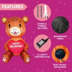 Tall Teddy Bear With Heart Valentine Inflatable (5ft) -Joiedomi 5ft LED Valentines Inflatable Baby Teddy Bear with Heart 6 result